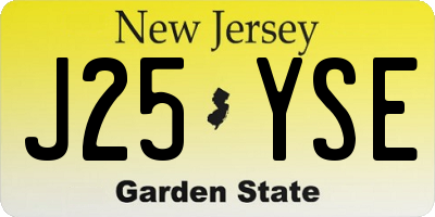 NJ license plate J25YSE