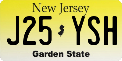 NJ license plate J25YSH