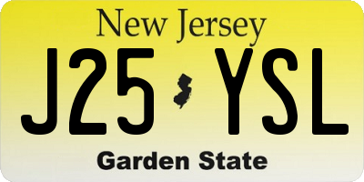 NJ license plate J25YSL