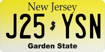 NJ license plate J25YSN