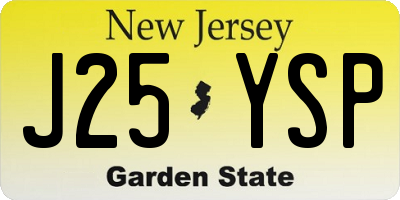 NJ license plate J25YSP