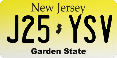 NJ license plate J25YSV