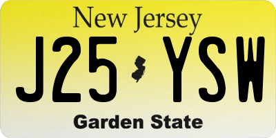 NJ license plate J25YSW