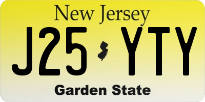 NJ license plate J25YTY