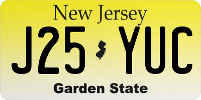 NJ license plate J25YUC