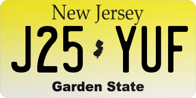 NJ license plate J25YUF