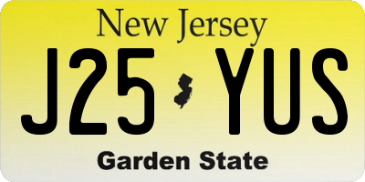 NJ license plate J25YUS