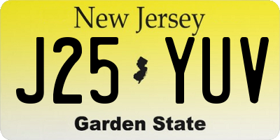 NJ license plate J25YUV