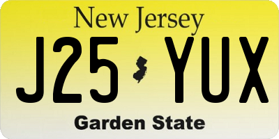 NJ license plate J25YUX