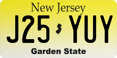 NJ license plate J25YUY