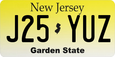 NJ license plate J25YUZ