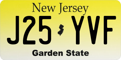 NJ license plate J25YVF