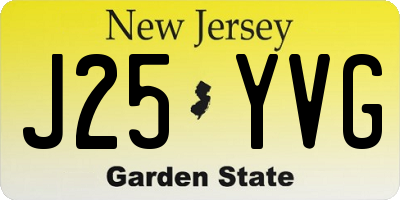 NJ license plate J25YVG
