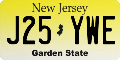 NJ license plate J25YWE