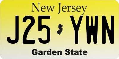 NJ license plate J25YWN