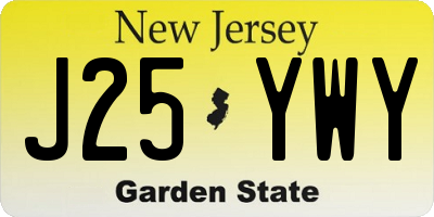 NJ license plate J25YWY