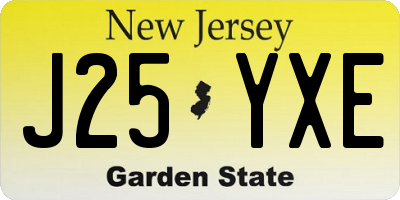 NJ license plate J25YXE