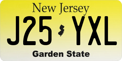 NJ license plate J25YXL