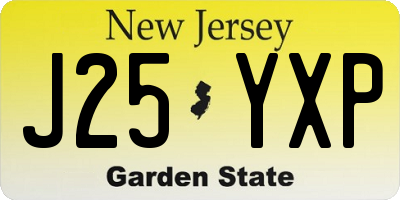NJ license plate J25YXP