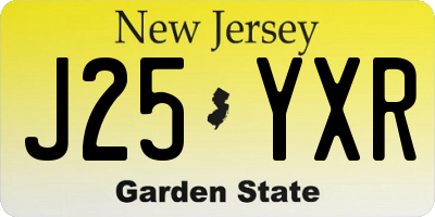 NJ license plate J25YXR