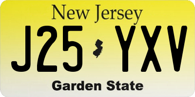 NJ license plate J25YXV