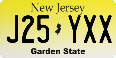 NJ license plate J25YXX