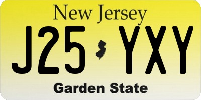NJ license plate J25YXY