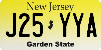 NJ license plate J25YYA