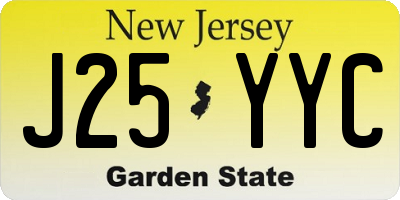 NJ license plate J25YYC