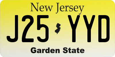 NJ license plate J25YYD