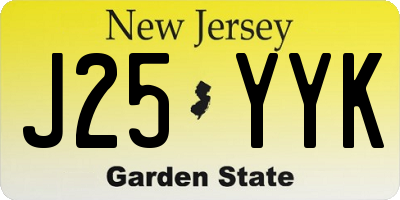 NJ license plate J25YYK