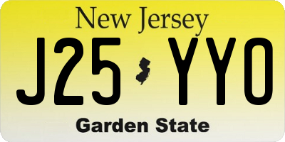 NJ license plate J25YYO