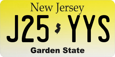 NJ license plate J25YYS