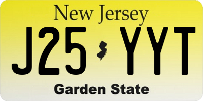 NJ license plate J25YYT