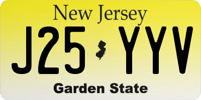NJ license plate J25YYV
