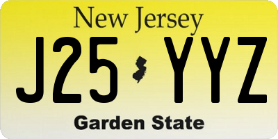 NJ license plate J25YYZ
