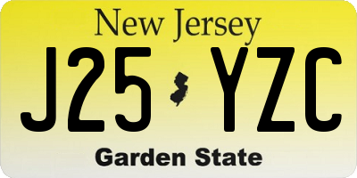 NJ license plate J25YZC