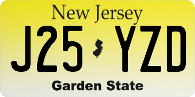 NJ license plate J25YZD
