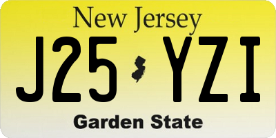 NJ license plate J25YZI