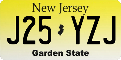 NJ license plate J25YZJ