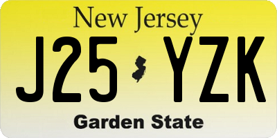 NJ license plate J25YZK