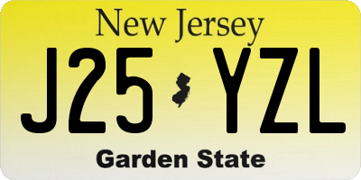 NJ license plate J25YZL