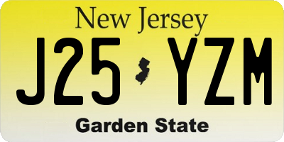 NJ license plate J25YZM