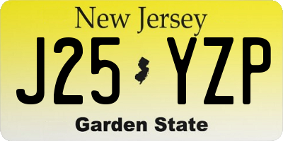 NJ license plate J25YZP