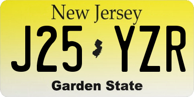 NJ license plate J25YZR