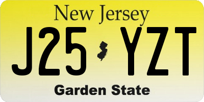 NJ license plate J25YZT