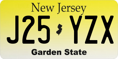 NJ license plate J25YZX