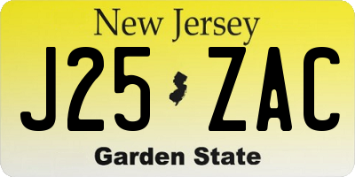NJ license plate J25ZAC
