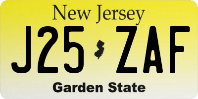 NJ license plate J25ZAF