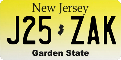 NJ license plate J25ZAK